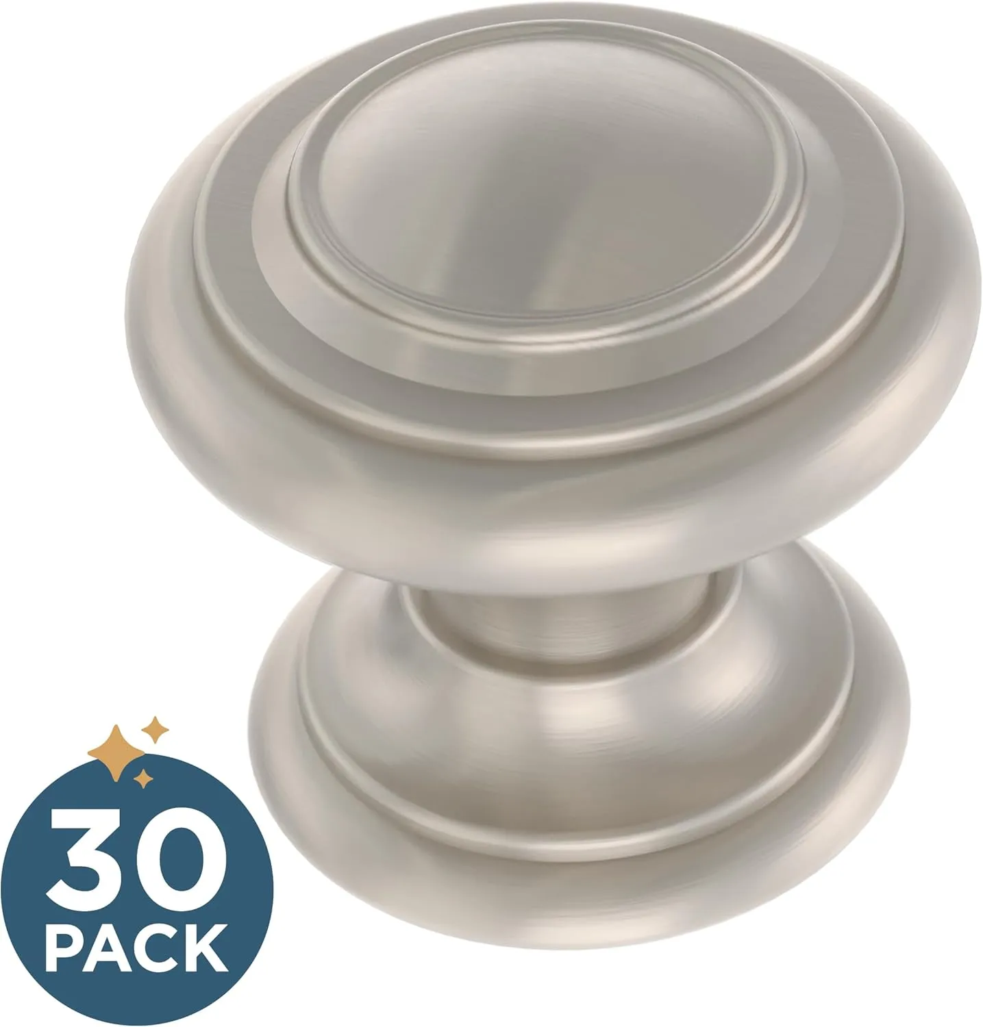 Franklin Brass Simple Double Ring (10-Pack) Cabinet Knobs Nickel Hardware for Kitchen, Drawer Pulls, Dressers, Closet Door 1-1/8' P44435K-NIC-B