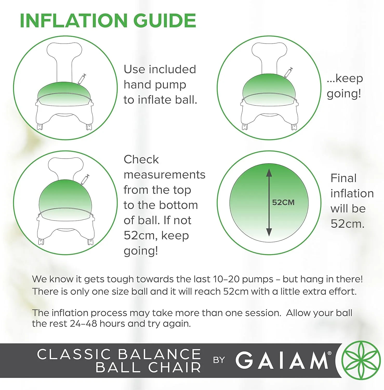 Gaiam Classic Balance Ball Chair – Ergonomic Stability Chair for Desk & Office | Yoga Ball Seat with Base, Air Pump, & Exercise Guide | Improves Posture & Core Strength (300 lb Capacity)