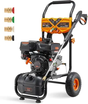 Gas Pressure Washer 3500 PSI 2.3 GPM, 209CC High Pressure Washers with Soap Tank, 4 Quick-Connect Nozzles, Axial Pump, 25FT Hose, Cordless Gas Powered Washer Machine for Cars Driveways Walls (Orange)