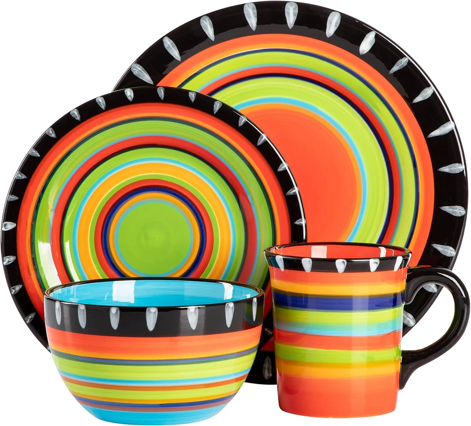 Gibson Elite Feliz Mesa 16-Piece Hand Painted Dinnerware Set, Service for 4 (16pc)
