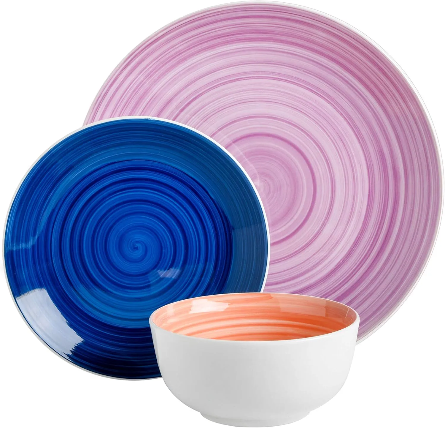 Gibson Home Color Vibes Dinnerware Sets, Service for Four (12pcs), Multicolor