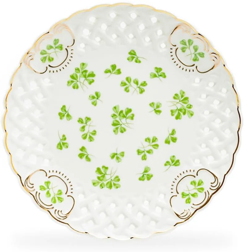 Grace Teaware Set of One 7.5"" Shamrock Fine Porcelain Dessert Salad Plate with Pierced Design One Plate