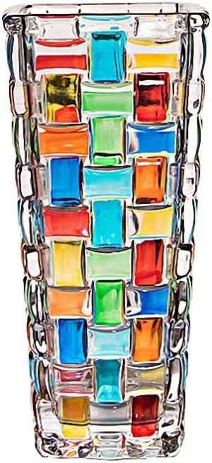 Hand Painted Colorful Woven Glass Vase -Crystal Flower Vase- 7.7 inch, Glass Plant Vase for Floral Arrangements, Centerpieces, Weddings, Housewarming, Centerpiece Home Deco