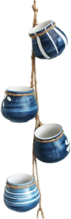 Hanging Planters, 4pcs/Set Bright Pastel Ceramic Hanging Flower Pots Set for Garden Home Wall Decoration(Pattern Random) Handbag