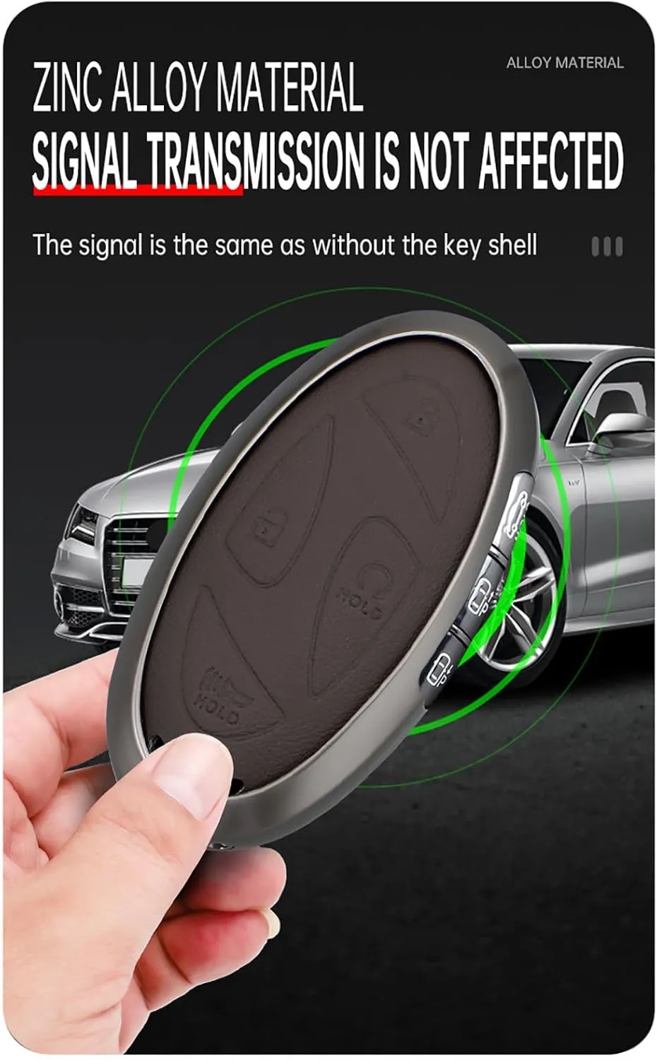 HIBEYO 5/7 Button Key Fob Cover Compatible with Hyundai Ionic 6 Grandeur GN7 Kona Ev 2023 2024 Key Case Leather&Alloy Key Case Holder Accessories Fit for Hyundai Ionic 6 Key Shell-B Keychain Black