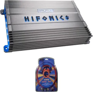 Hifonics BG-1900.1D Brutus Gamma 1900 Watt Car Audio Sound System Subwoofer Speaker Amplifier & QPower Super Flex 4 Gauge Amp Wiring Kit