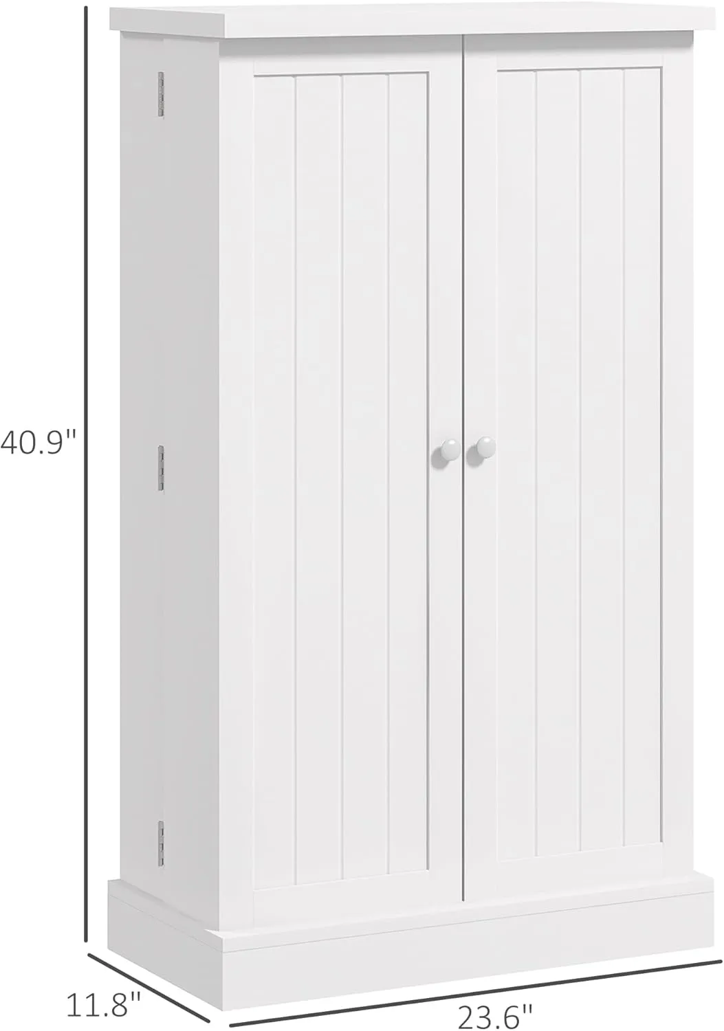 HOMCOM 41" Kitchen Pantry Storage Cabinet, Freestanding Kitchen Cabinet with 12 Door Shelves, Double Doors, 5-Tier Shelving and Adjustable Shelves, Painted White