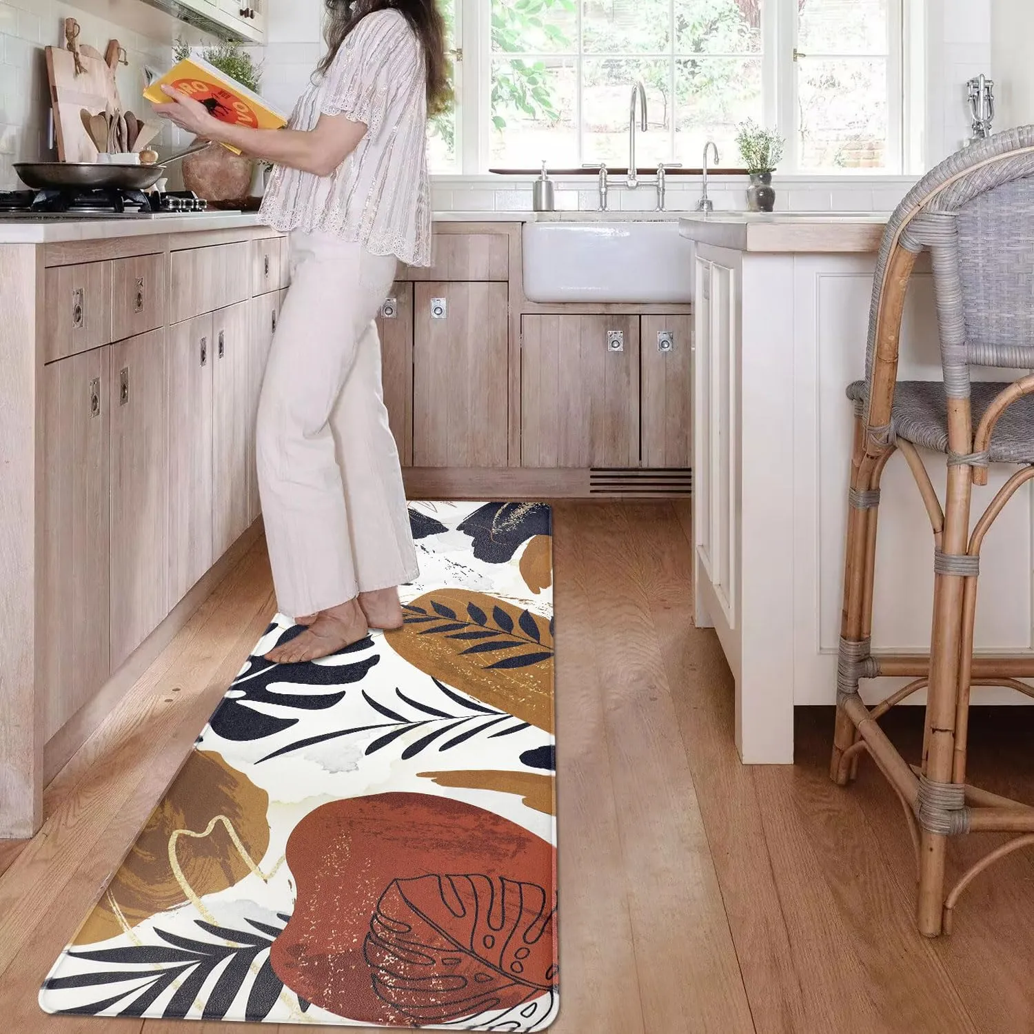 Homcomoda Anti Fatigue Kitchen Mats for Floor Set of 3 Cushioned Kitchen Rug Sets 3 Piece Non Slip Waterproof Comfort Standing Mat for Home Office Kitchen Sink