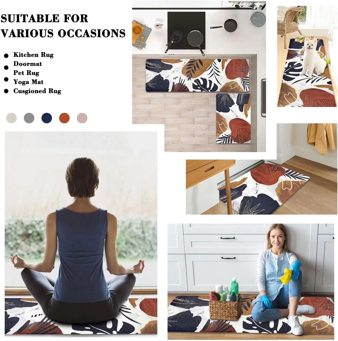 Homcomoda Anti Fatigue Kitchen Mats for Floor Set of 3 Cushioned Kitchen Rug Sets 3 Piece Non Slip Waterproof Comfort Standing Mat for Home Office Kitchen Sink