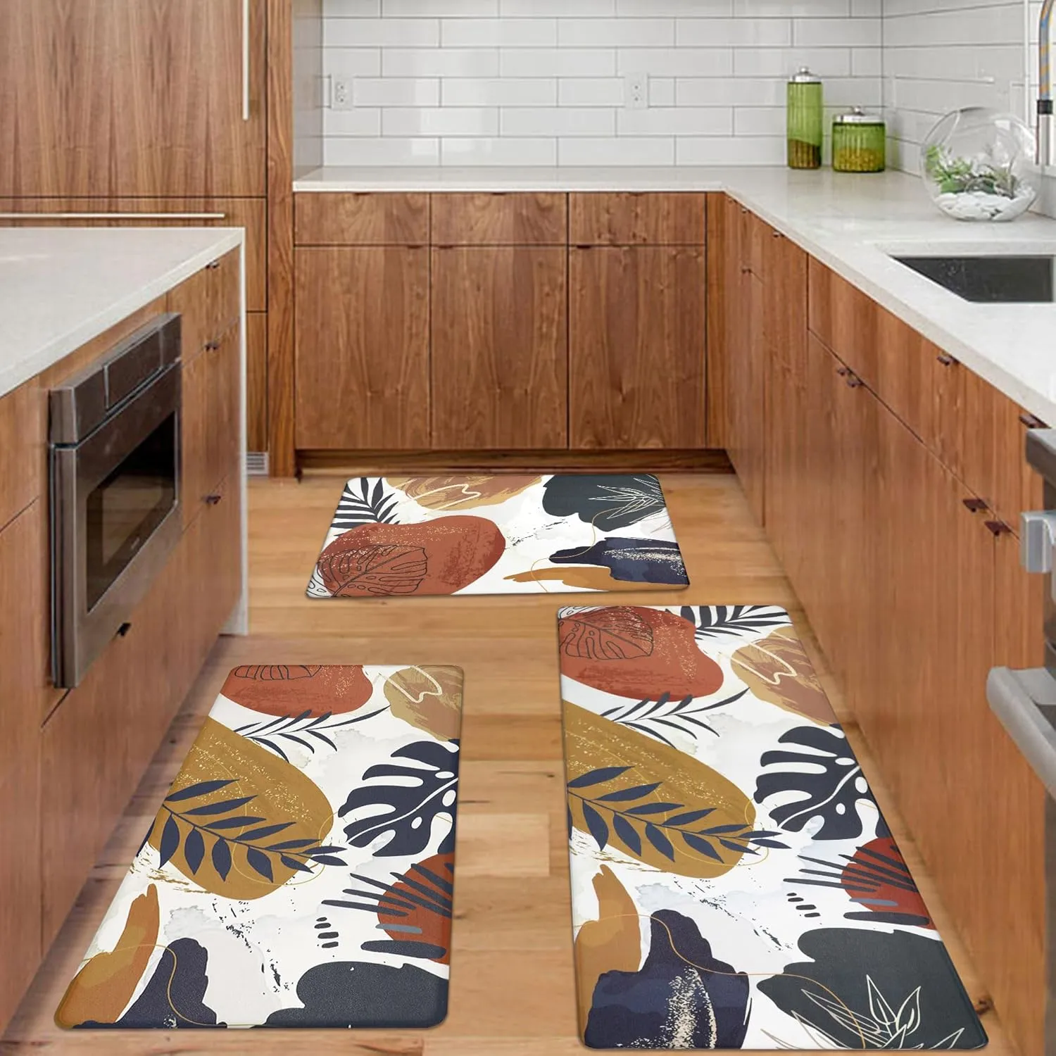 Homcomoda Anti Fatigue Kitchen Mats for Floor Set of 3 Cushioned Kitchen Rug Sets 3 Piece Non Slip Waterproof Comfort Standing Mat for Home Office Kitchen Sink