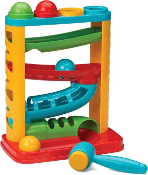 Infantino Bop & Drop Ball Tower - STEAM Educational Play, Hand-Eye Coordination Skills, and Cause and Effect Play for Babies & Toddlers, 12M 
