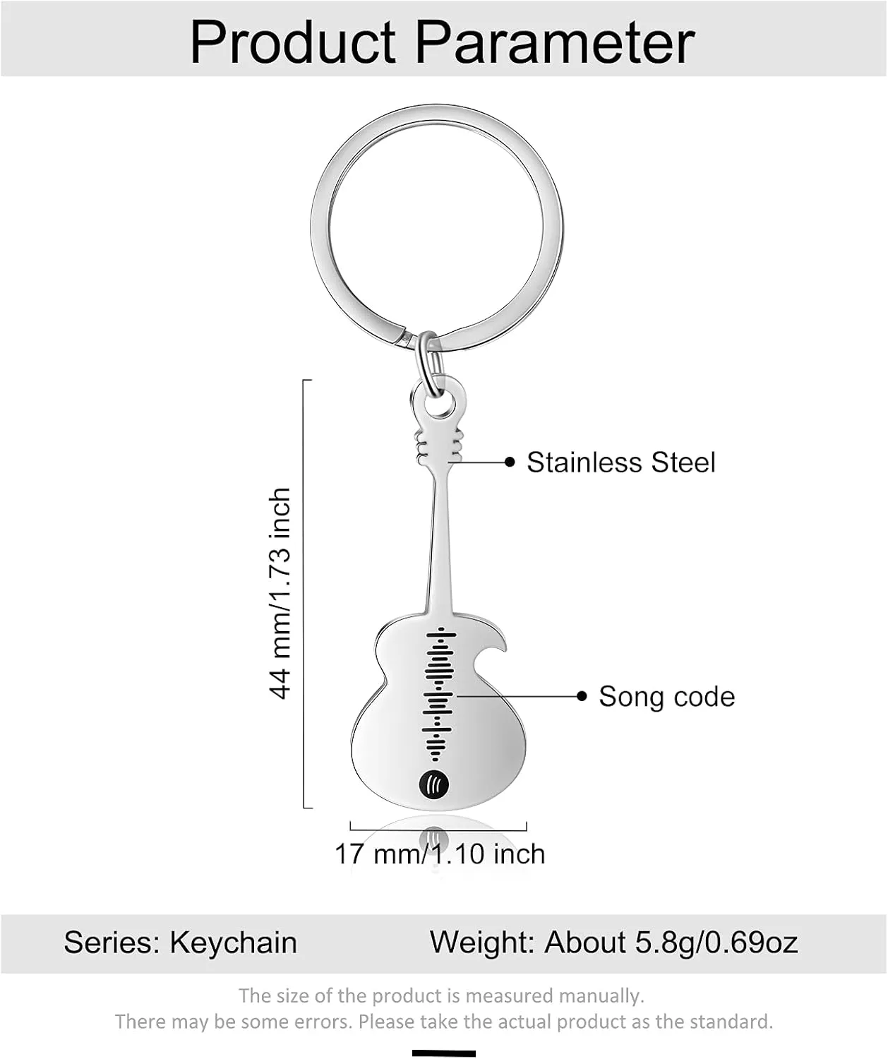JewelOra Personalized Custom Guitar Picks Keychain Music Spotify Scan Code Keychain for Men/Women
