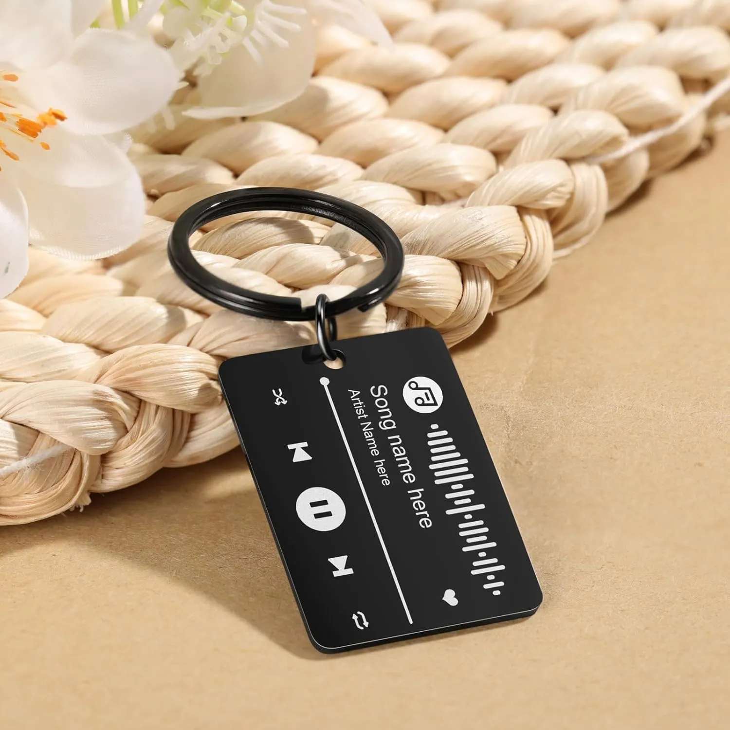 JewelOra Personalized Music Spotify Scan Code Keychain Custom Spotify Keyring for Men/Women