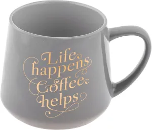 Karma Novelty Ceramic Coffee Mug Life Happens Coffee Helps - 16 oz Cute Sarcastic Coffee and Tea Mug – Funny Coffee Mug with Witty Sayings for Women and Men, Gift for Friends, Coworkers, Boss