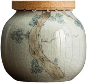 Kitchen Container Simple Hand-painted Tea Canister Household Ceramic Sealed Storage Container Tins Jar 210ml For Loose Tea