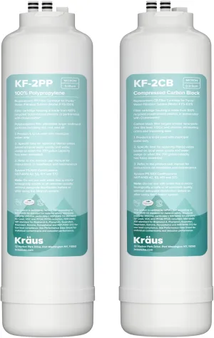 KRAUS Replacement Filter Cartridges for Purita 2-Stage Under Sink Water Filtration System with Carbon Block and Polypropylene Filters (Set of 2), FC-101