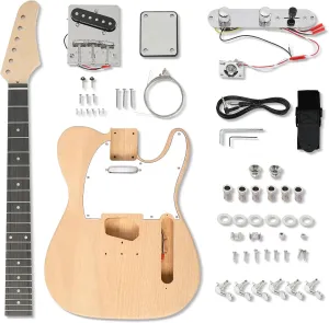 Ktaxon DIY Guitar Kit with Mahogany Body, Ebony Fingerboard and Maple Neck, 6 String DIY electric Guitar Kit with Classic Design, Easy Installation & Full Equipment to Build Your Own Guitar (KTL)
