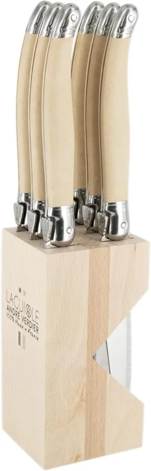 Laguiole Debutant 6 Steak Knife Set, Sandstone Color, Matt Finish, Made In France