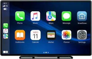 LAMTTO 9 Inch Wireless Car Stereo with Apple Carplay and Android Auto,Portable Touch Screen GPS Navigation for Car,Car Audio Receivers with Bluetooth,Airplay,AUX,Screen for All Vehicles