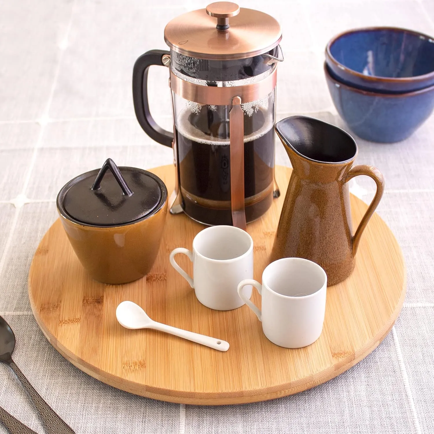 Lazy Susan Organizer for Cabinet, Pantry or Tabletop – 14" Bamboo Turntable for Kitchen, Counter or Spice Rack Storage