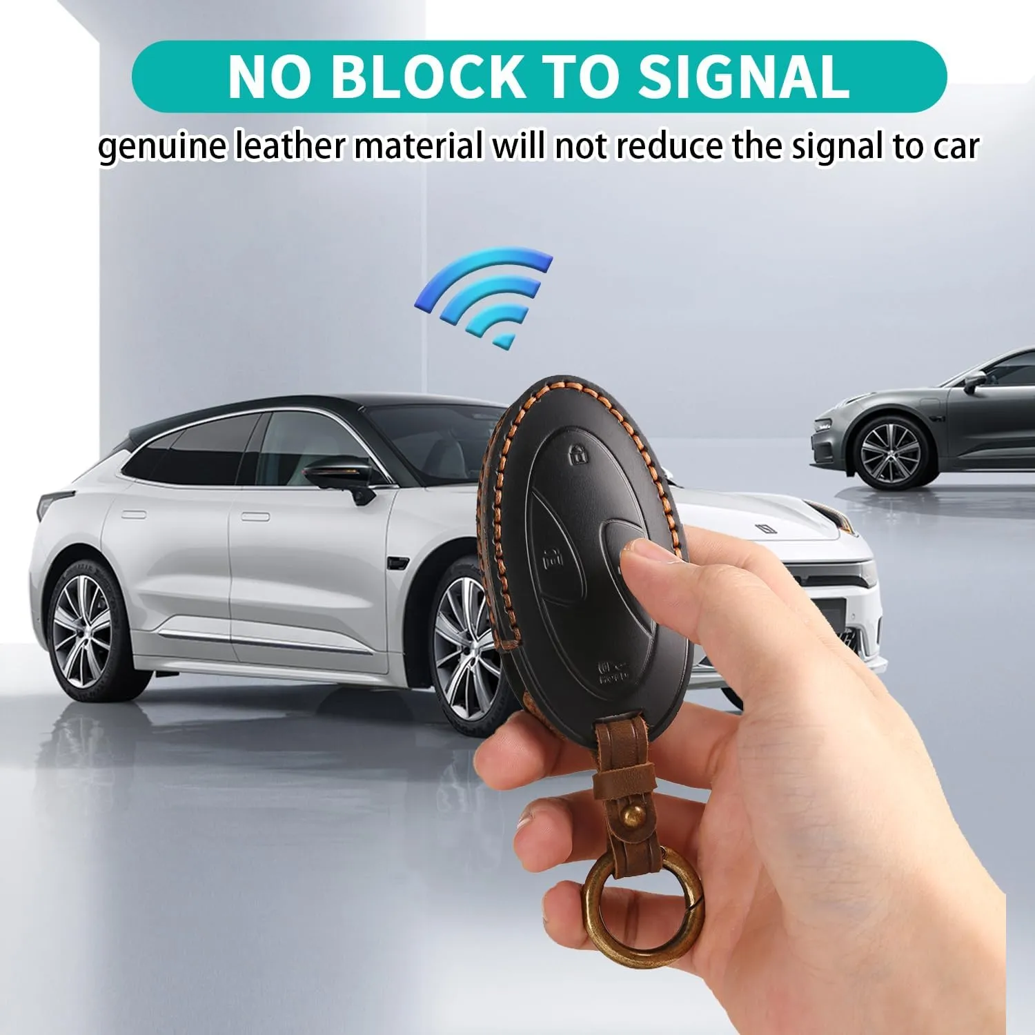 Leather Key Fob Cover for 2023 2024 2025 Hyundai Ioniq 6 Grandeur GN7, Soft Smart Remote Key fits for 2024 2025 Sonata Elantra Kona Santa Fe Tucson (Black, 7 Button)