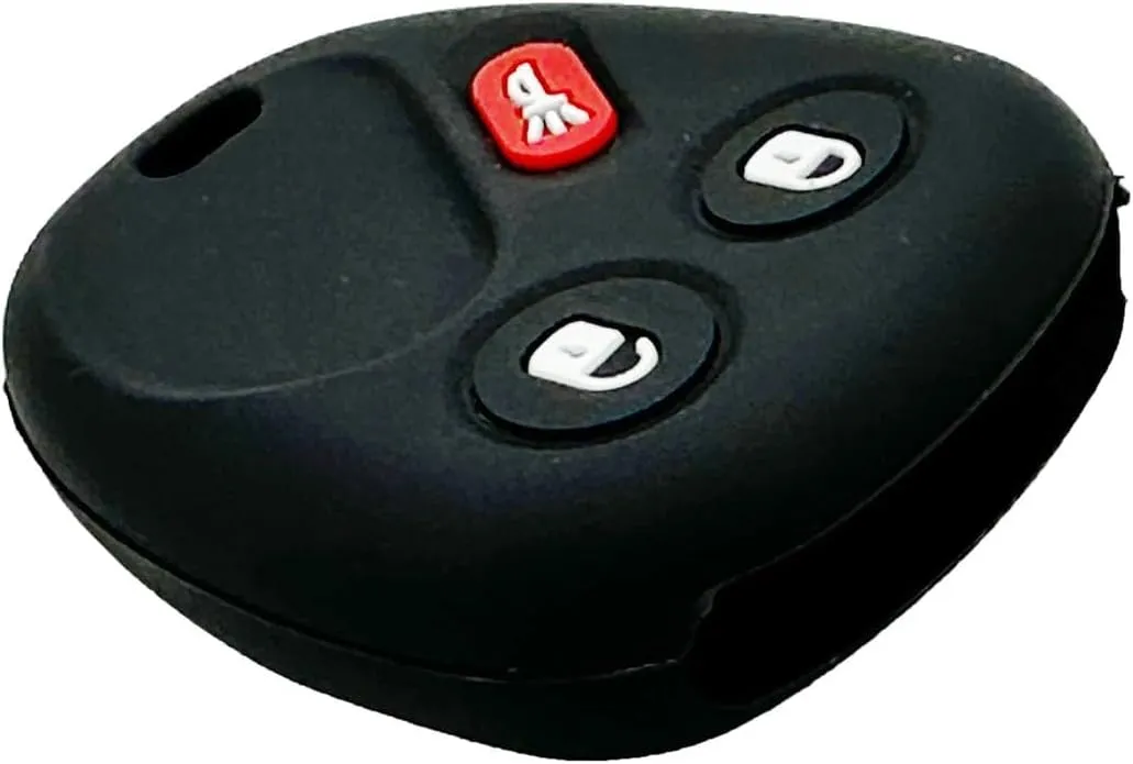 LemSa 2pcs Silicone 3 Buttons Key Fob Cover Remote Keyless Entry Bag for Chevrolet Chevy Sivlerado 1500 2500 Equinox Tahoe Suburban Sierra Yukon Cadillac Escalade, Black Blue
