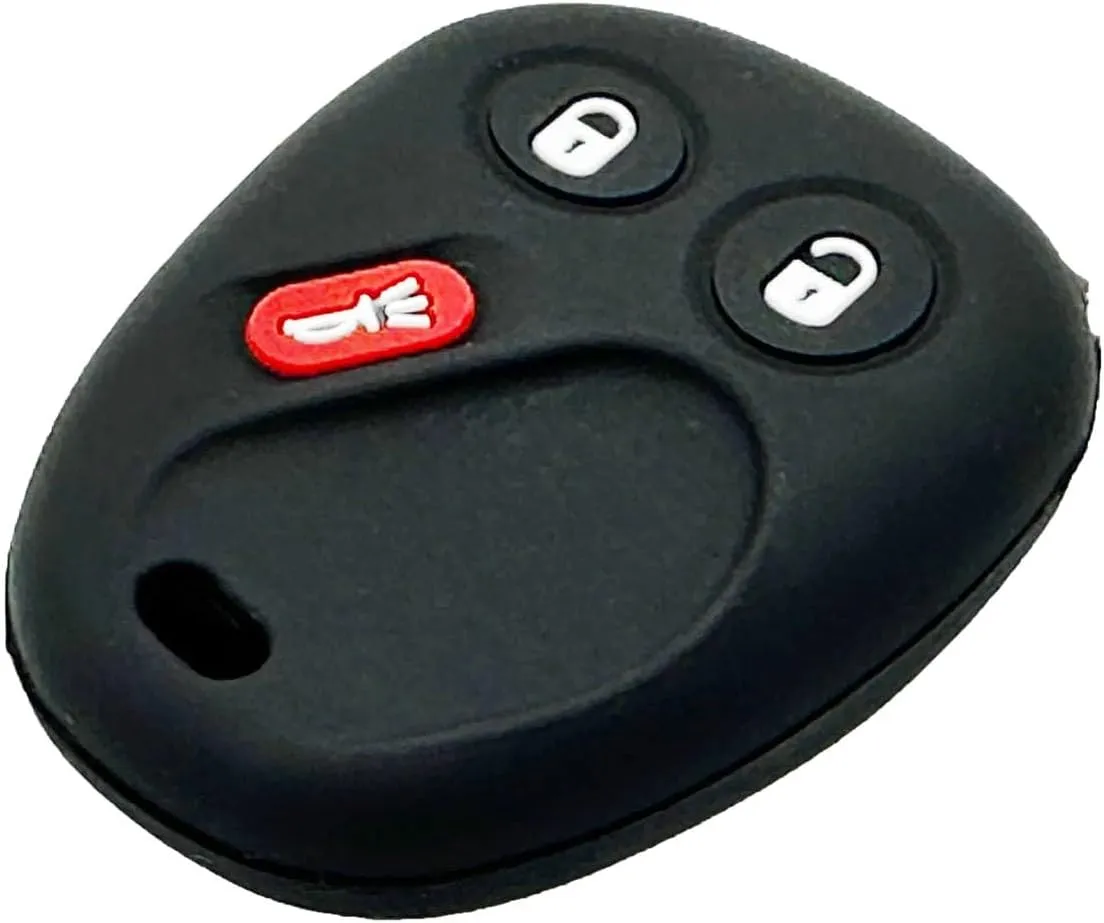 LemSa 2pcs Silicone 3 Buttons Key Fob Cover Remote Keyless Entry Bag for Chevrolet Chevy Sivlerado 1500 2500 Equinox Tahoe Suburban Sierra Yukon Cadillac Escalade, Black Blue