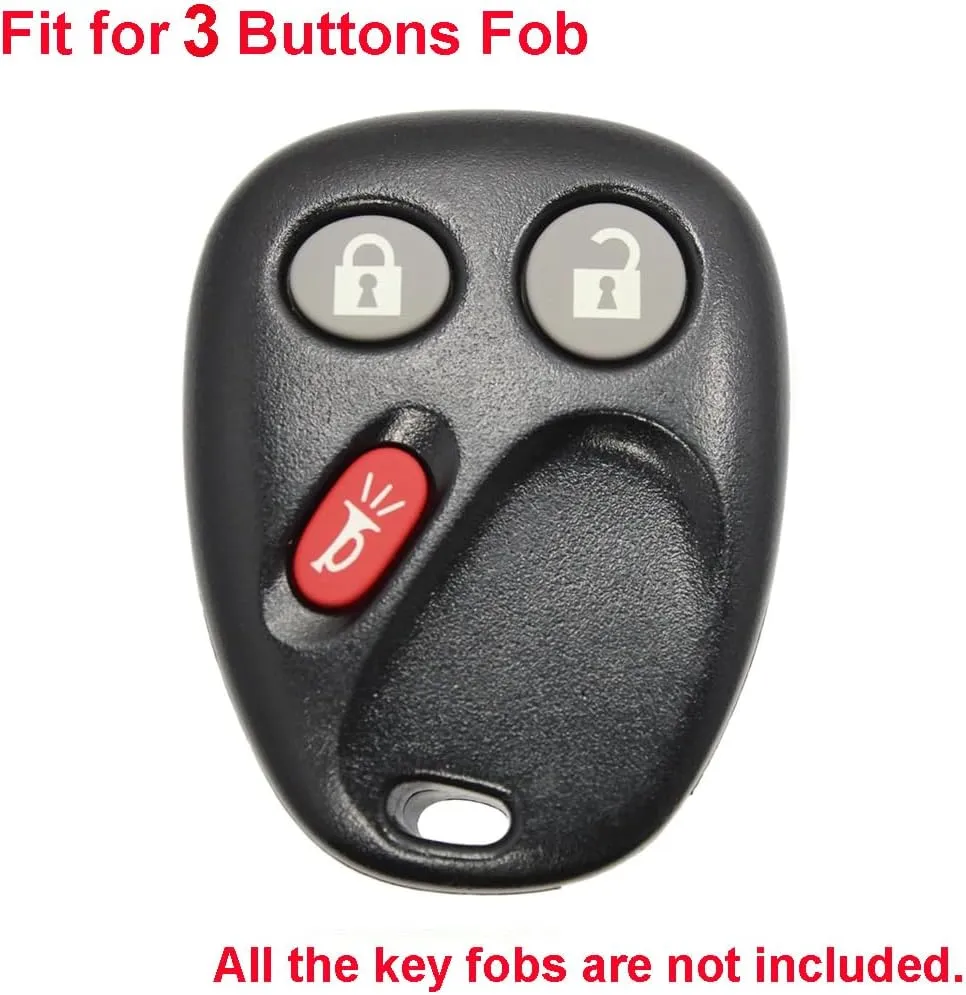 LemSa 2pcs Silicone 3 Buttons Key Fob Cover Remote Keyless Entry Bag for Chevrolet Chevy Sivlerado 1500 2500 Equinox Tahoe Suburban Sierra Yukon Cadillac Escalade, Black Blue