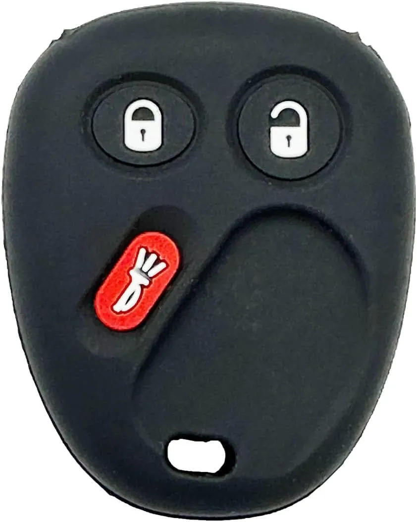 LemSa 2pcs Silicone 3 Buttons Key Fob Cover Remote Keyless Entry Bag for Chevrolet Chevy Sivlerado 1500 2500 Equinox Tahoe Suburban Sierra Yukon Cadillac Escalade, Black Blue