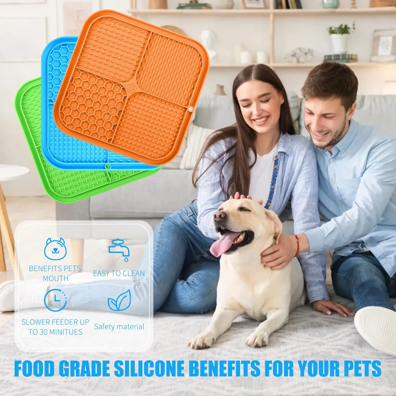 Lick Mat for Dogs, Premium Lick Pad with Suction Cups for Dog Anxiety Relief, Slow Feeder Dog Bowls, Bathing, Grooming and Training
