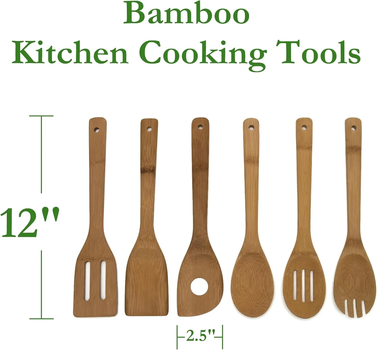 Lipper International Bamboo Wood Kitchen Tools in Mesh Bag, Includes, Spatula, Pointy, Slotted, Spoon Fork, Set of 36