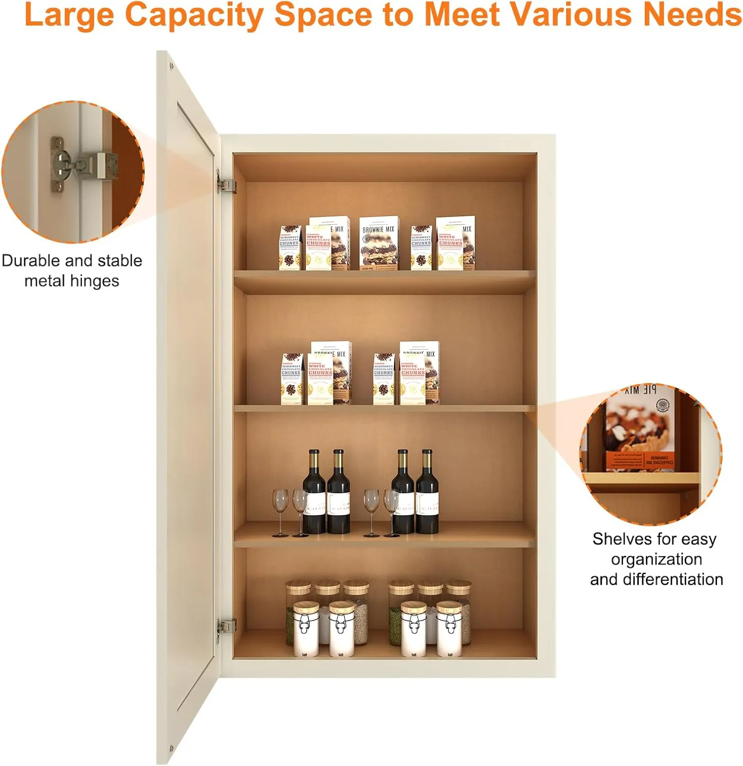 LOVMOR Kitchen Wall Cabinet & Cupboard, Medicine Cabinet,Bathroom Cabinet Wall Mounted with Doors and Shelves, 12" D*18" W*42" H, Shaker Antique White