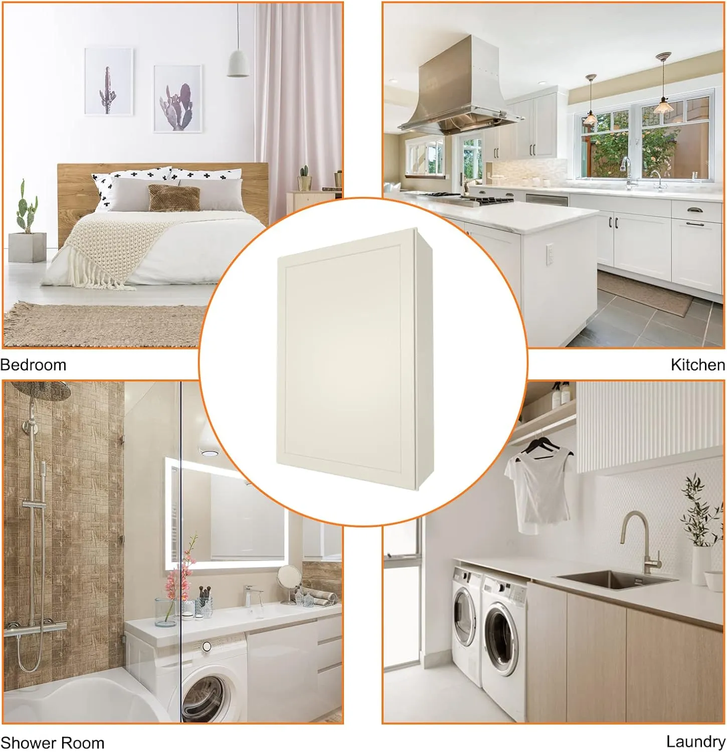 LOVMOR Kitchen Wall Cabinet & Cupboard, Medicine Cabinet,Bathroom Cabinet Wall Mounted with Doors and Shelves, 12" D*18" W*42" H, Shaker Antique White