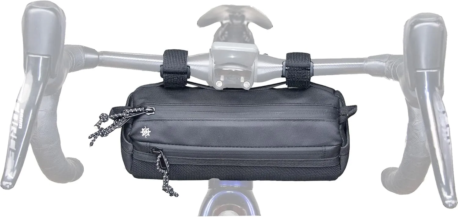 Lumiere & Co. Bike Handlebar Bag - Durable, Multiple-Size options and Multi-Color Options - included inside are Dual Elastic Straps, Clips & Velcro Attachments for Customizable Fit (Black, Medium)