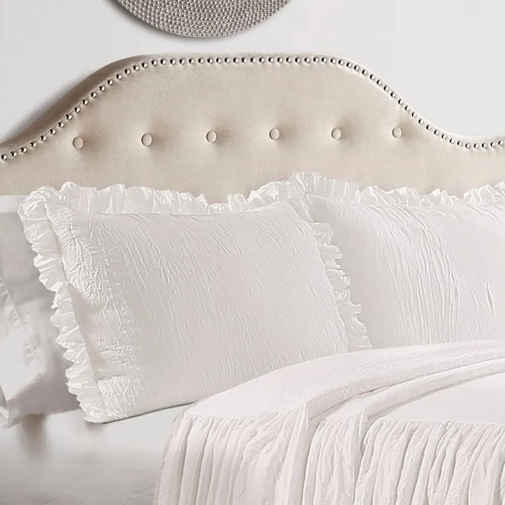 Lush Decor - Bedspread Set, Luxuriously Soft Farmhouse Bedding, Charming Ruffle Detail, Timeless Style & Classic Design (King, White)