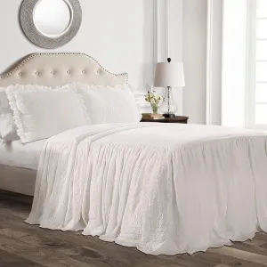 Lush Decor - Bedspread Set, Luxuriously Soft Farmhouse Bedding, Charming Ruffle Detail, Timeless Style & Classic Design (King, White)