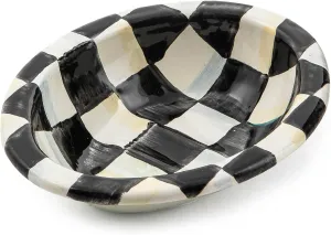 MACKENZIE-CHILDS Enamel Soap Dish, Decorative Soap Holder for Bathroom or Kitchen, Black-and-White Courtly Check