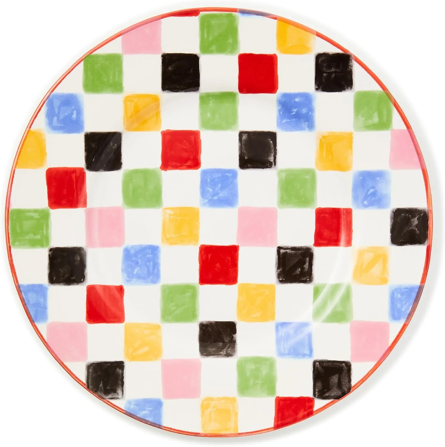 MACKENZIE-CHILDS Stoneware Dinner Plate, Dishwasher-Safe and Microwave-Safe Plate, 11 Inches, Multi Check
