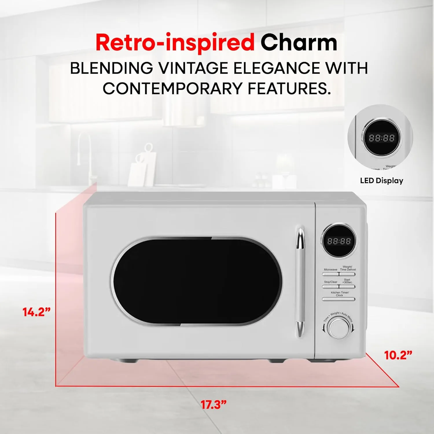 Magic Chef Countertop Microwave, Classic Retro Touch Small Appliance, 0.7 Cubic Ft, White