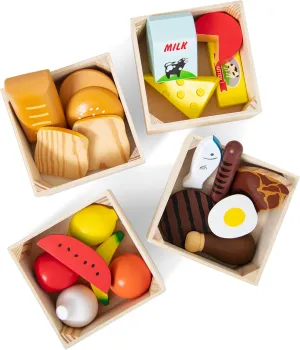 Melissa & Doug Food Groups - 21 Wooden Pieces and 4 Crates, Multi Play Food Sets For Kids Kitchen, Pretend Toy For Toddlers And Kids Ages 3 