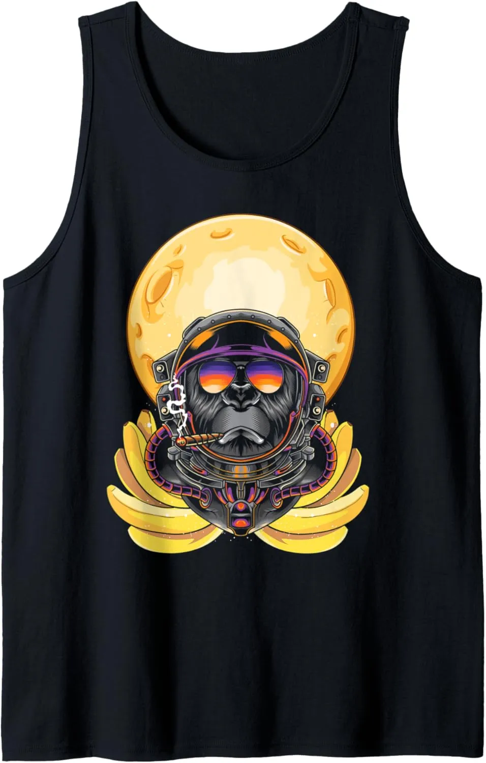 Moon Banana Space Science Smoking Monkey Ape Astronaut Tank Top