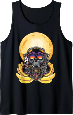 Moon Banana Space Science Smoking Monkey Ape Astronaut Tank Top