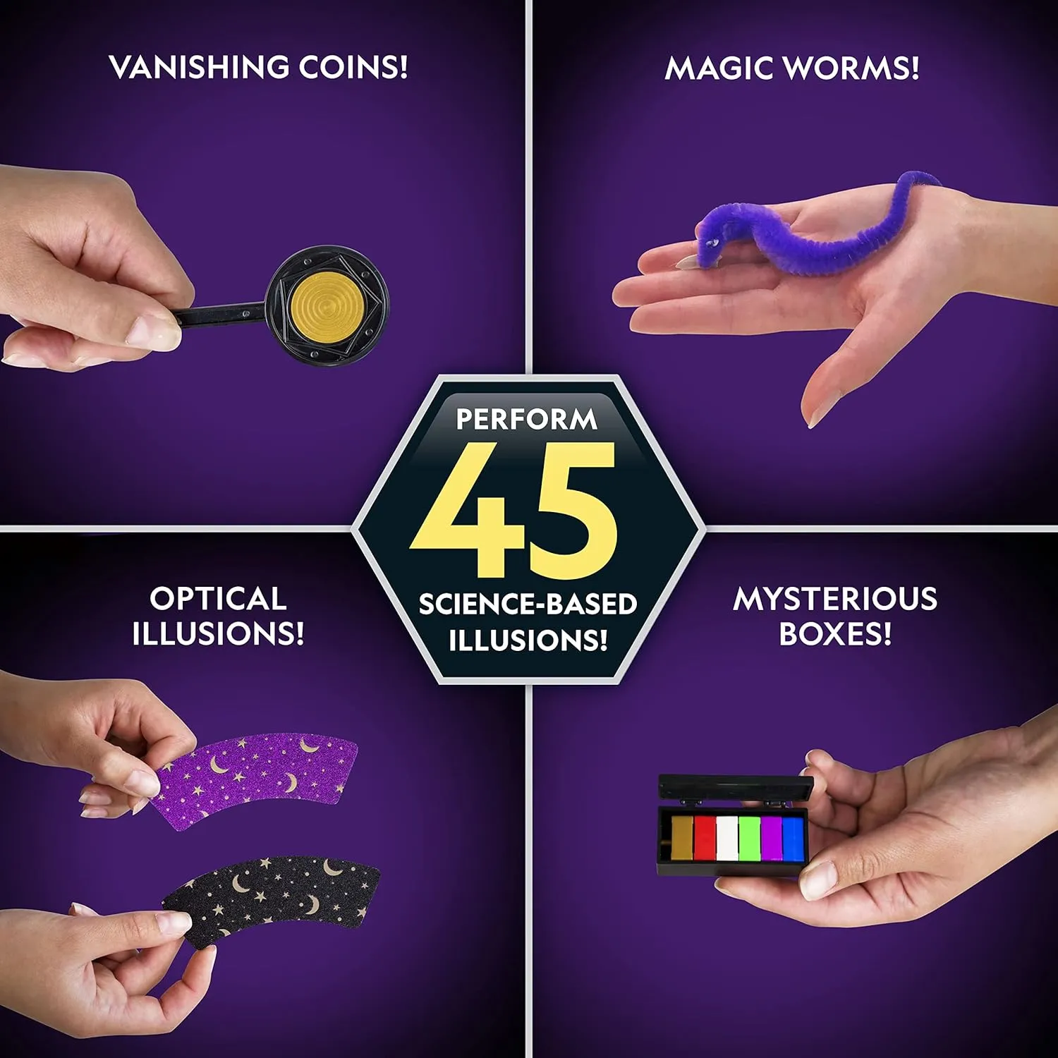 National Geographic Kids Magic Set - 45 Magic Tricks for Kids to Perform with Step-by-Step Video Instructions for Each Trick Provided by a Professional Magician, Toys for Boys and Girls