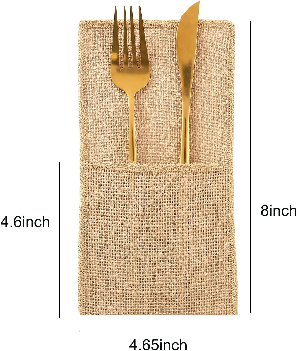 Natural Burlap Utensil Holder - Rustic Jute Utensil Organizer for Weddings, Picnics & Kitchen Reusable Cutlery Caddy with Pockets, Eco-Friendly Farmhouse Decor for Spoons, Forks, Cooking Tools