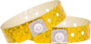 Ouchan Holographic Plastic Party Wristbands Gold - 500 Pack Vinyl Wristbands for Events Club Music Meeting