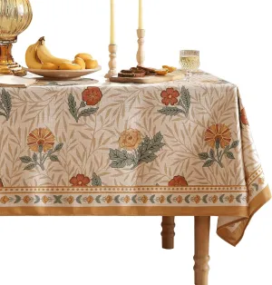 patdrea French Linen Tablecloth Soft Durable Floral Table Cloth Kitchen Dining Tablecloth for Rectangular Tables for Parties Christmas 55"x 87"