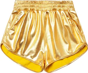 Perfashion Girls Metallic Shorts Sparkly Shiny Hot Pants Gold/Silver/Pink Outfit