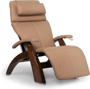 Perfect Chair Human Touch PC-420 Classic Manual Plus with Memory Foam Plus Kit Walnut Wood Base Zero-Gravity Recliner - Sand Top Grain Leather
