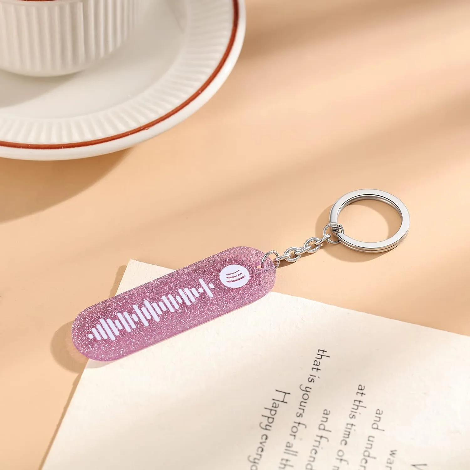 Personalized Music Spotify Scan Code Keychain Custom Stainless Steel Keychain Jewelry Gift for Men/Women