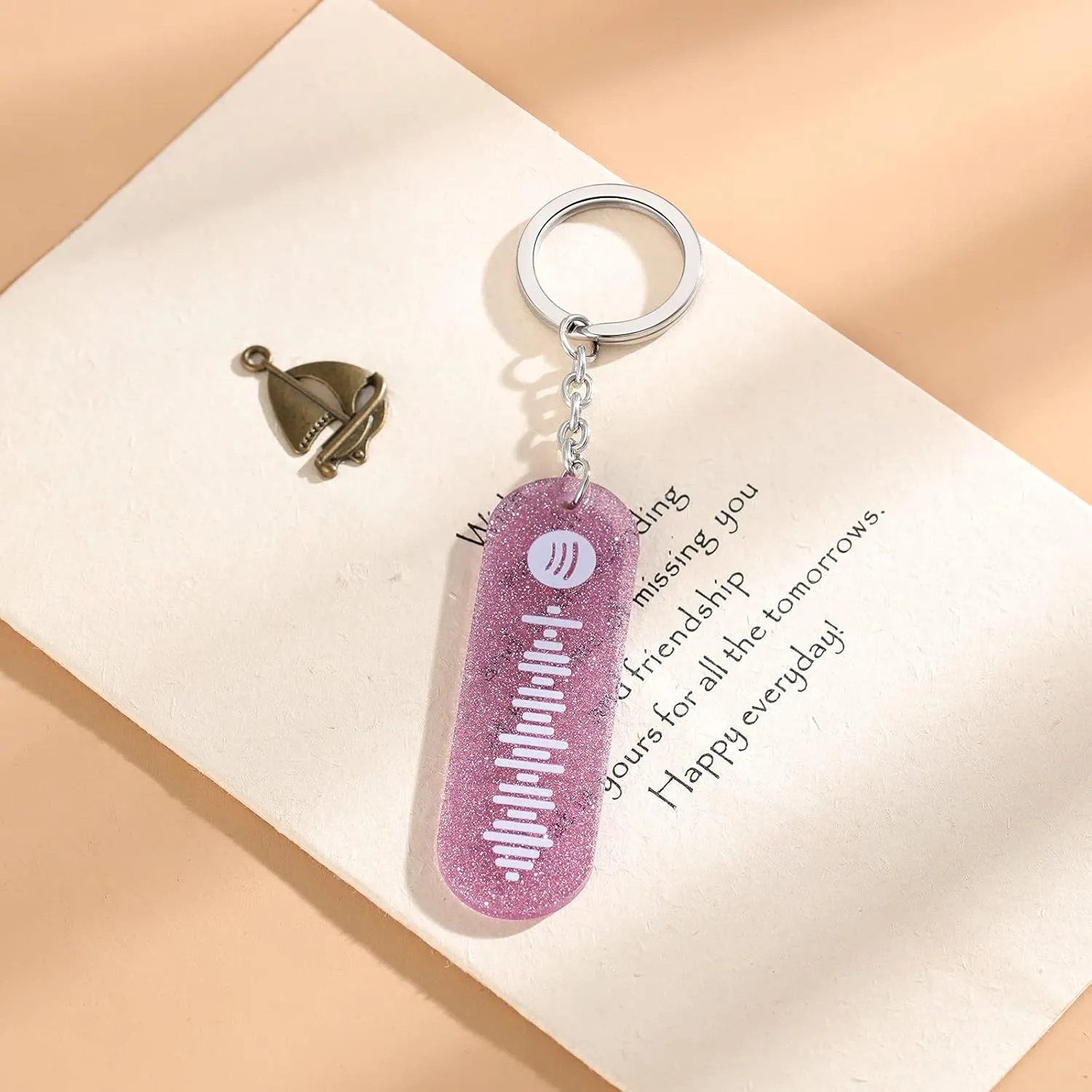 Personalized Music Spotify Scan Code Keychain Custom Stainless Steel Keychain Jewelry Gift for Men/Women